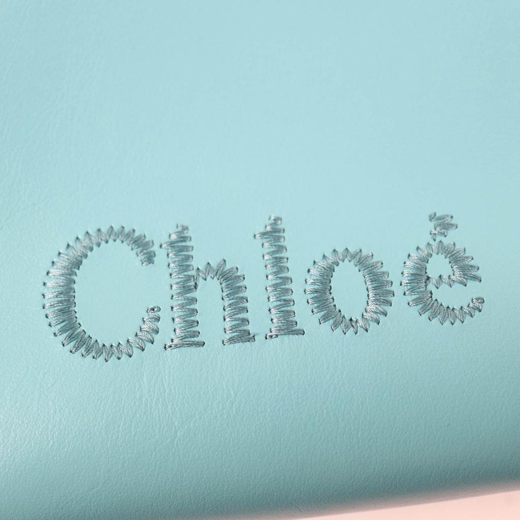 Excellent Chloe Shoulder Bag Sense Micro Tote Bag Logo Embroidery Leather Blue Used