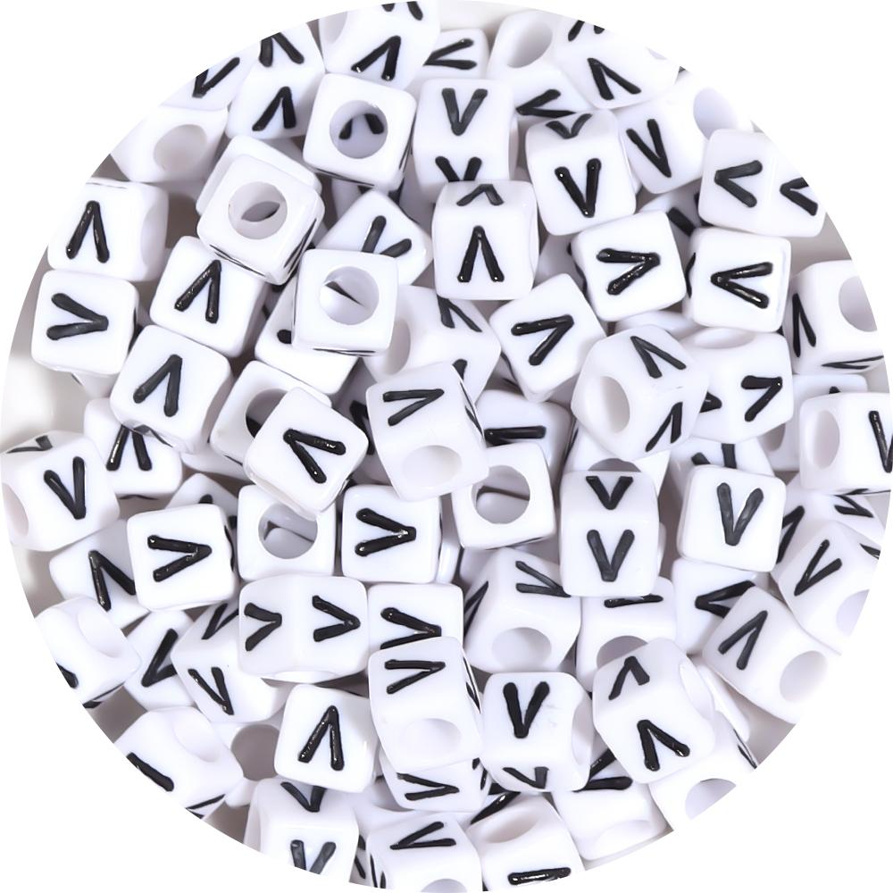 50-100pcs White And Black Color Letter Beads Alphabet Loose Beads Square Beads For Jewelry Making DIY Earring Bracelet Charm