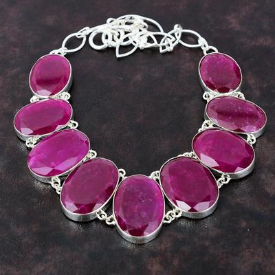 Faceted Kashmir Ruby Necklace 925 Sterling Silver Necklace Adjustable Chain Necklace Handmade Gemstone Jewelry Gift For Her Stylish Necklace