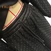 2 Teile/satz Damen Top Hosen Anzug Rundhals Langarm Strass Dekor Sweatshirt Elastische Taille Weite Bein Hose Alltagskleidung Sport Outfit Herbst