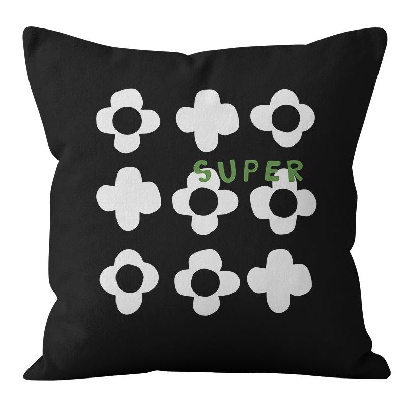 Small Clear Green Geometric Flower Print Pillowcase Short Velvet Cushion Living Room Sofa Pillowcase
