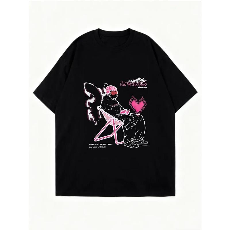 White Oversized T Shirt With Ariana Graphic And Pink Heart Design For Casual Wear