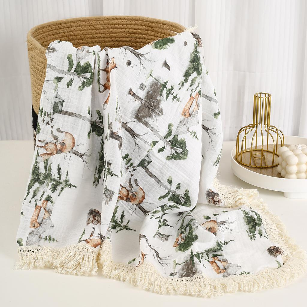 Muslin Baby Swaddle Blanket Cotton Tassel Receiving Blanket for Newborn Baby Items Bedding Swaddle Wrap Babies Stroller Cover