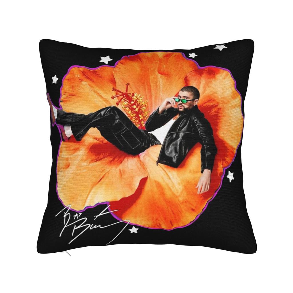 Singer Bad Bunny Pillowcase Doublesided Printing Polyester Cushion Cover Decorative Throw Pillow Case Cover Home