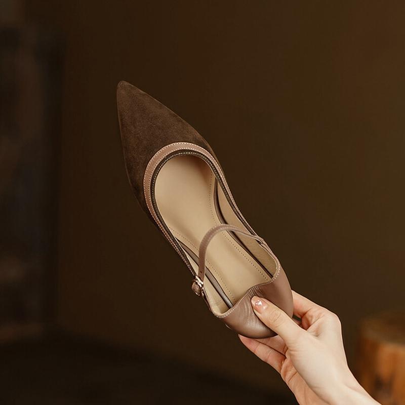 Fashion 2025 Spring Women Pumps Pointed Toe Thin Heel Shoes for Women Sheep Suede High Heels Women Stiletto Heels Buckle Handmade Shoes