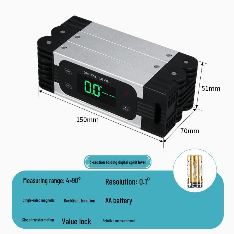 HEMUELE Folding Digital Display Spirit Level with Metal Magnet for Home Angle Measurement