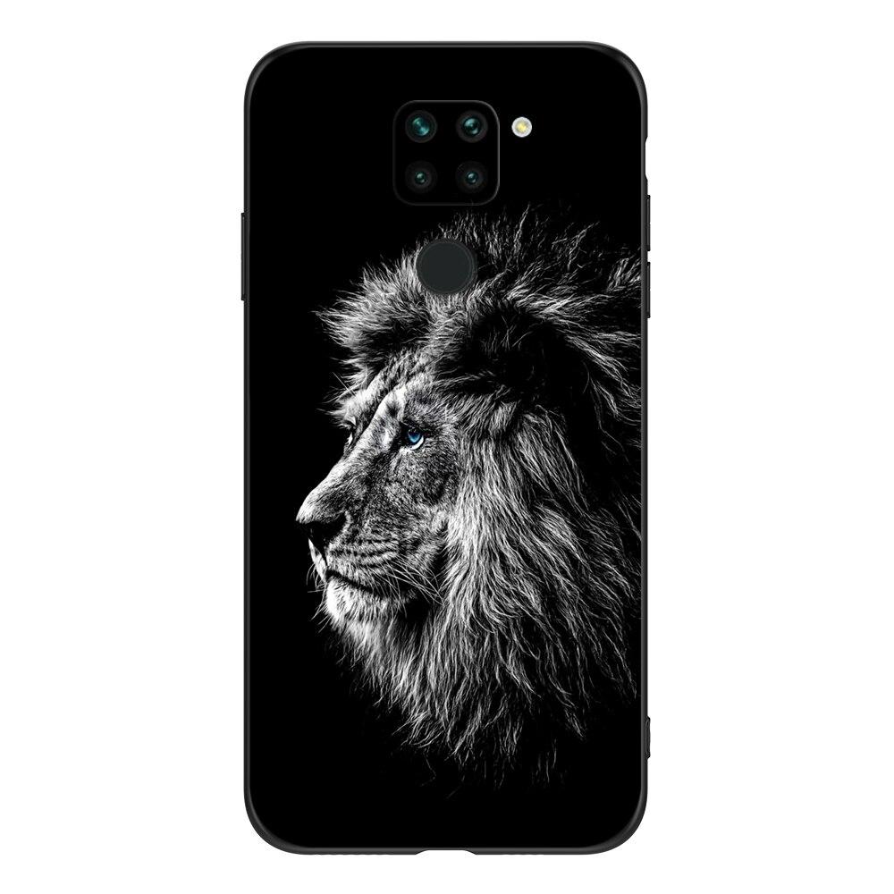 For Xiaomi Redmi Note 9 Global Phone Back Cover  Black Tpu Case Lion Wolf Tiger Dragon