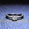 S925 Sterling Silver Four-Prong Gold Diamond Ring with 0.50ct Moissanite for Women - Luxurious High-End Feel