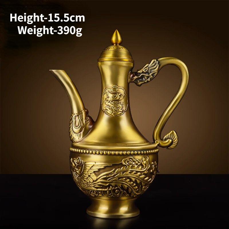 Chinese Style Grave Brass Longfeng Chengxiang Bronze Pot Home Tea Ceremony Tea Pot