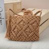 New Retro Style Messenger Bag Hollow Out Rectangular Shoulder Bags with Tassel Crossbody Bag Outdoor Activities