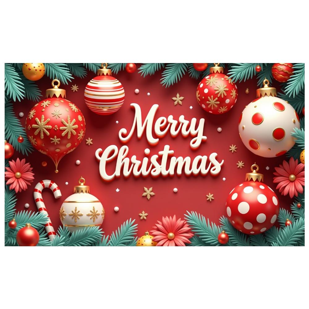 Christmas Decor Banner Christmas Ornaments Festive Backdrop Xmas Event Backdrop Red Background Festive Occasion Display For Home