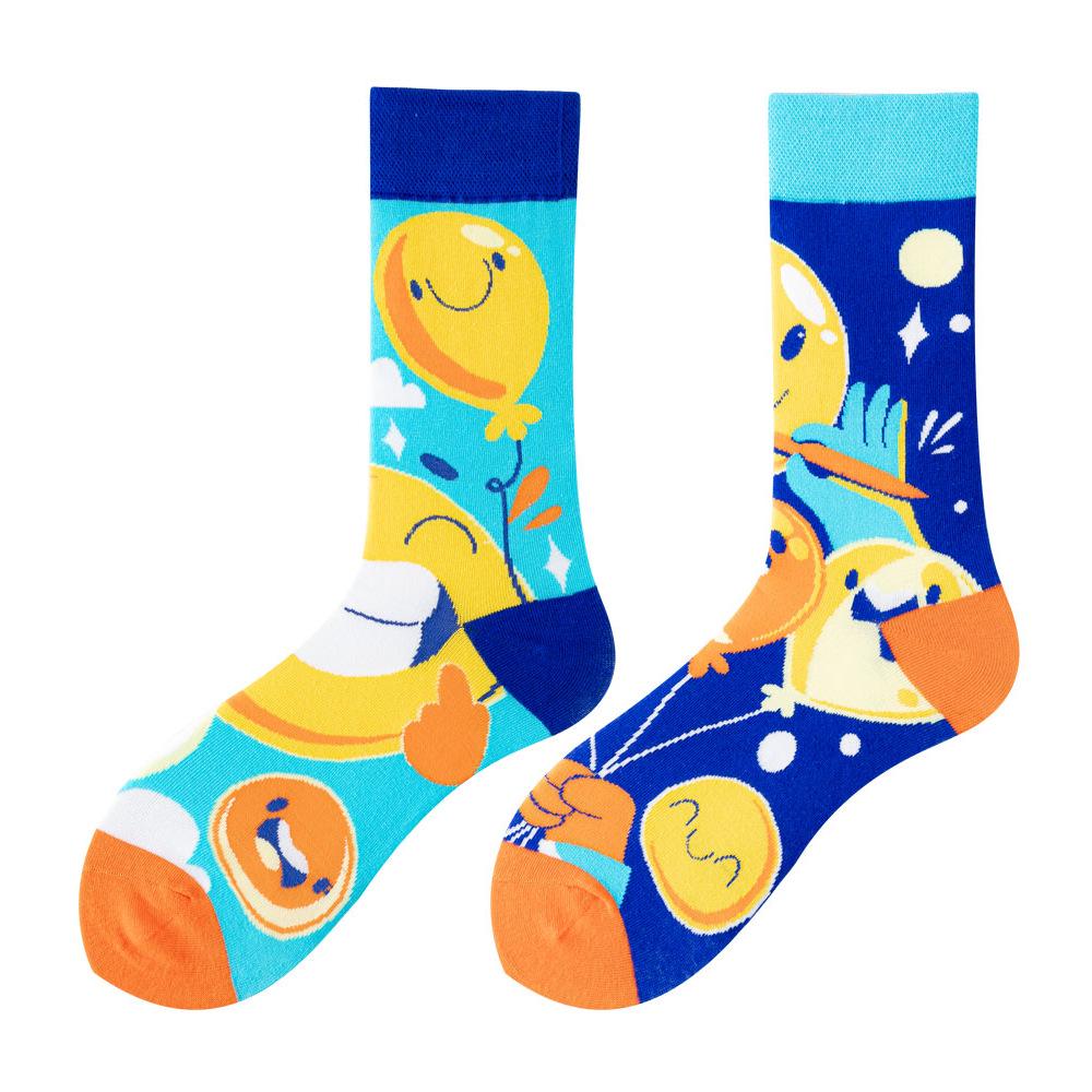 Asymmetric Colorful Christmas Cotton Socks for Couples