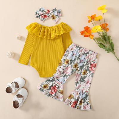 Baby Bell Bottoms Toddler Newborn Girl Outfits Fall Winter 3 6 9 12 18 Months Floral Print Flare Pants for Girls