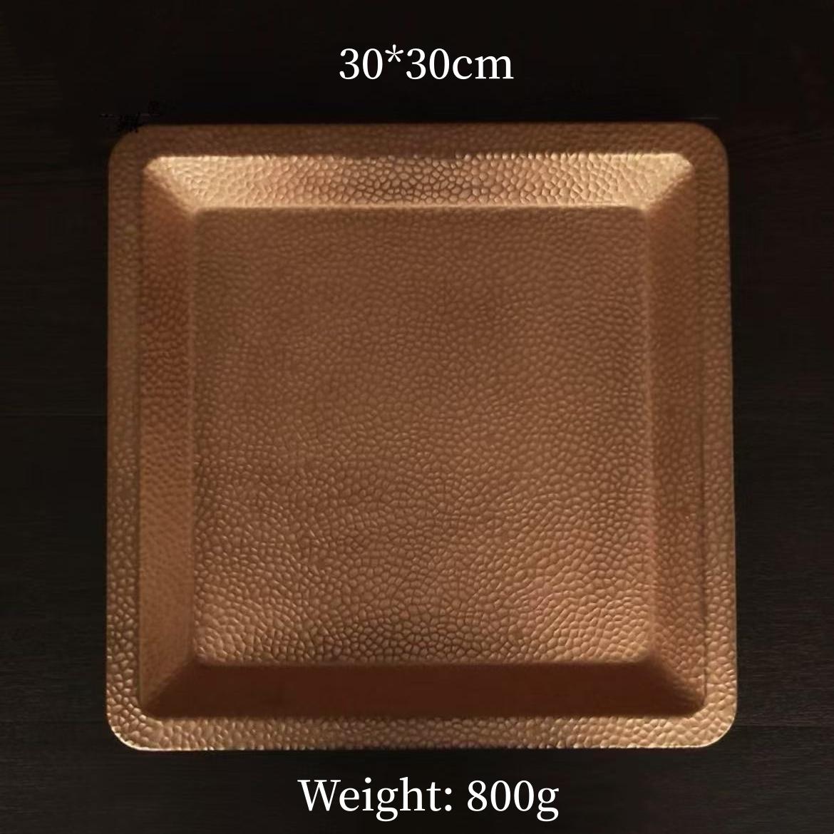 

Multiple Sizes Rectangle Shape Copper Fruit Tray,Vintage Hammer Texture Home Food Plate Tableware,Snack Disc Table Decoration