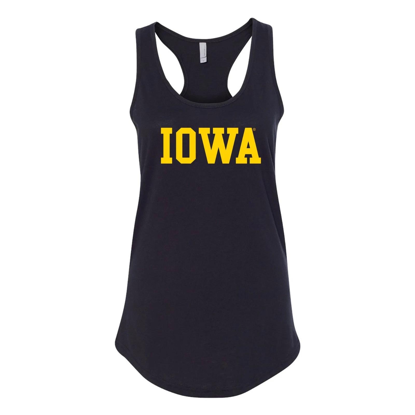 Iowa Hawkeyes Basic Block, Team Color Womens Racerback Tank S