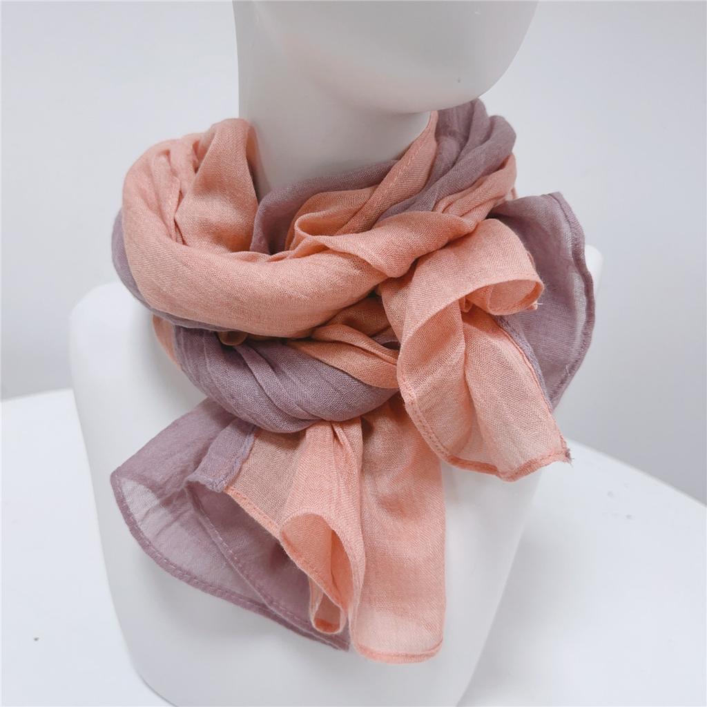 Two-Color Spliced Cotton And Linen Scarf, Very Soft To The Touch, With A Sense Of Drooping, Support
