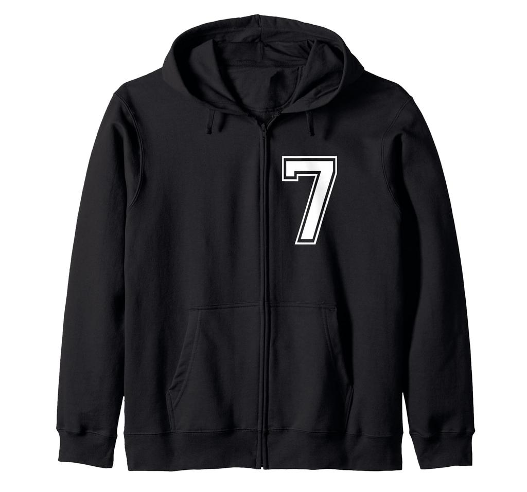 Number Seven #7 Sports Team Uniform, Birthday, Anniversary, Zip-Up Hoodie