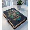 Handmade Leather Owl Journal, Vintage Deckle Edge Diary with Lock