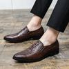 Crocodile Pattern Leather Dress Shoes for Men Classic Italian Casual Party Wedding Loafer Hombre Slip-on Suit Footwear