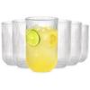 6x Grooved Glasses for Drinks, Water, and Beverages, Set of 400ml Glasses