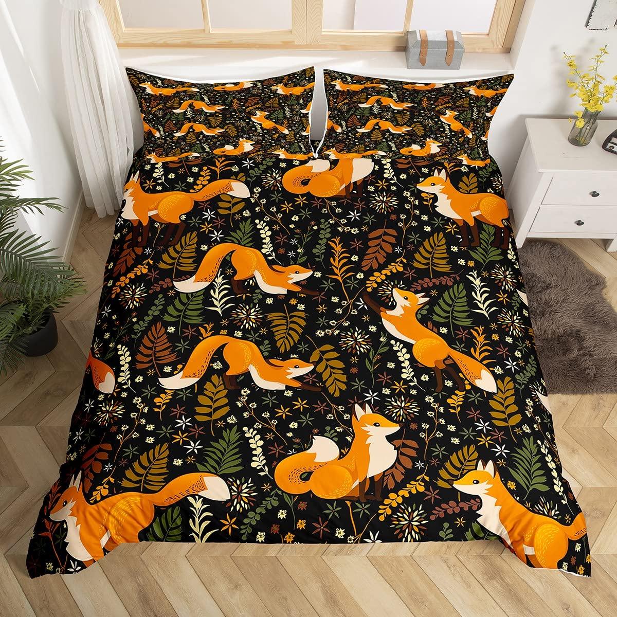 

Пушистый лис Набор пододеяльников Принт дикого животного для холодной зимы, Декоративный 3-предметный постельный набор с 2 наволочками, Полный, Квин, Кинг размер EU single(135x200cm)