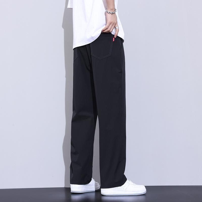 New men's ice silk nylon casual pants loose straight new long pants versatile trend spring and summer