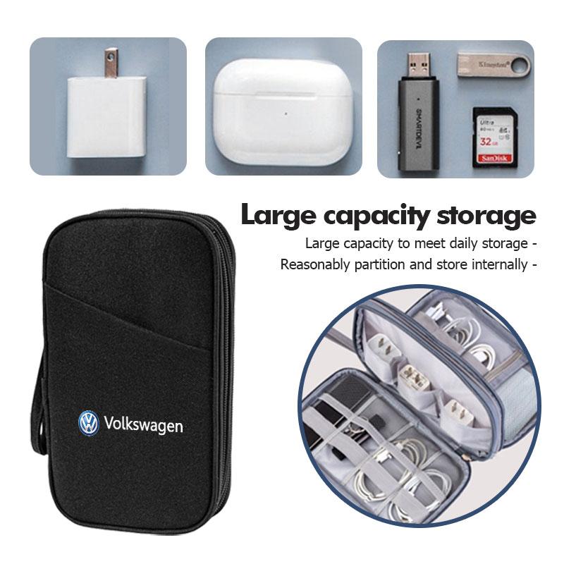 For Volkswagen VW Car Portable Storage Bag Carry Lighter Data Cable Key Bank Card Polo Jetta Sagitar Magotan Passat B5 B6 B7 CC JJ2