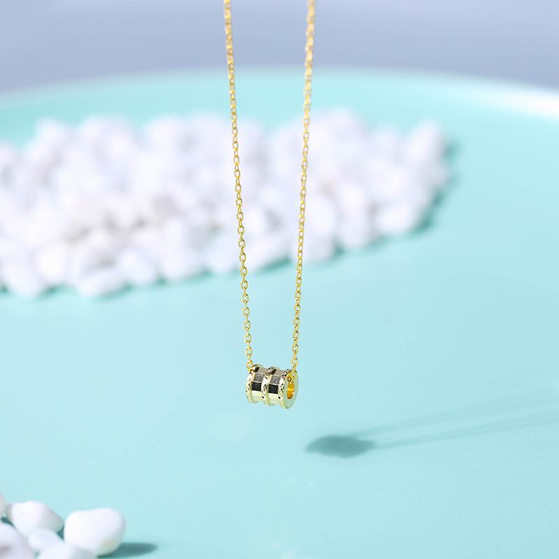 Su Chuang S925 Sterling Silver Clavicle Necklace with Laser-Carved Mirror Surface