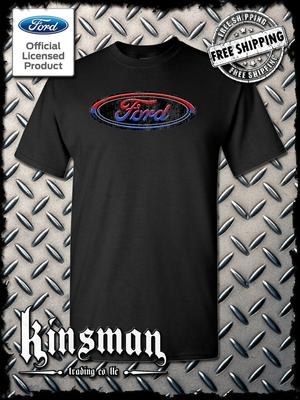 T-Shirt con Logo Ford Ovalato Usurato - Prodotto Ufficialmente Licenziato