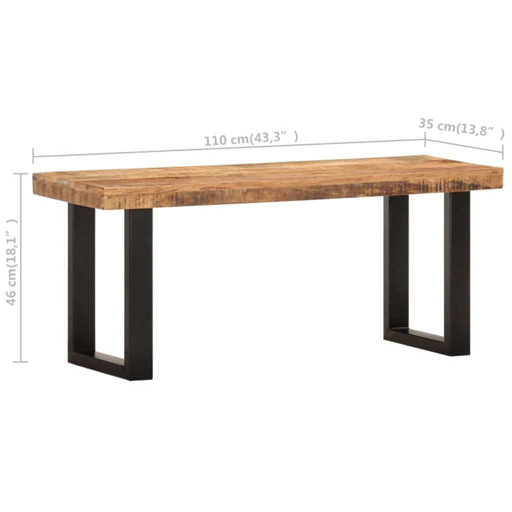 Bench 110 cm Rough Mango Solid Wood and Steel