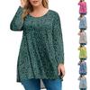 Women's Plus Size Top, Garden Collar Long Sleeved Shirt, Fashionable Floral Print Casual Top