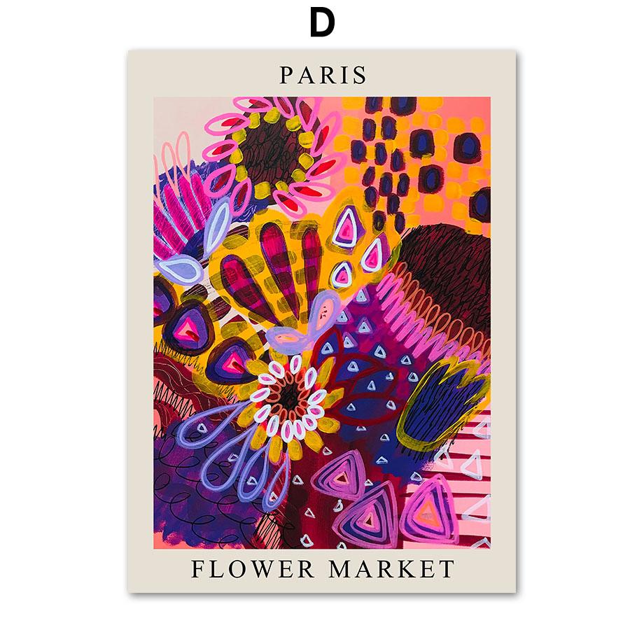 Flower Market London Paris Libon Abstract City Poster And Prints Wall Art Canvas Painting Hotel Bar Pictures Living Room Decor