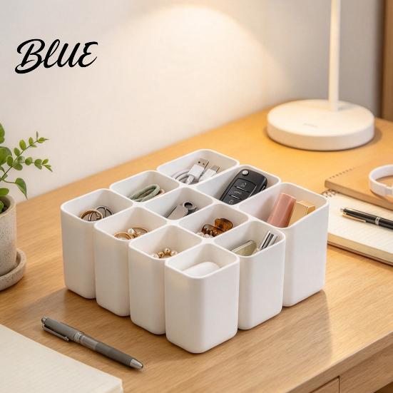 Desktop Cord Keeper Drawer Bin Storage Box Data Cable 11 Compartment Space Saving Plastic Organizer
