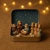 Yousheng Miniature Christmas Nativity Set In A Tin Box Handcrafted Pocket Nativity Scene Gift Small Religiou Holy Family Ornament for Desk Shelf