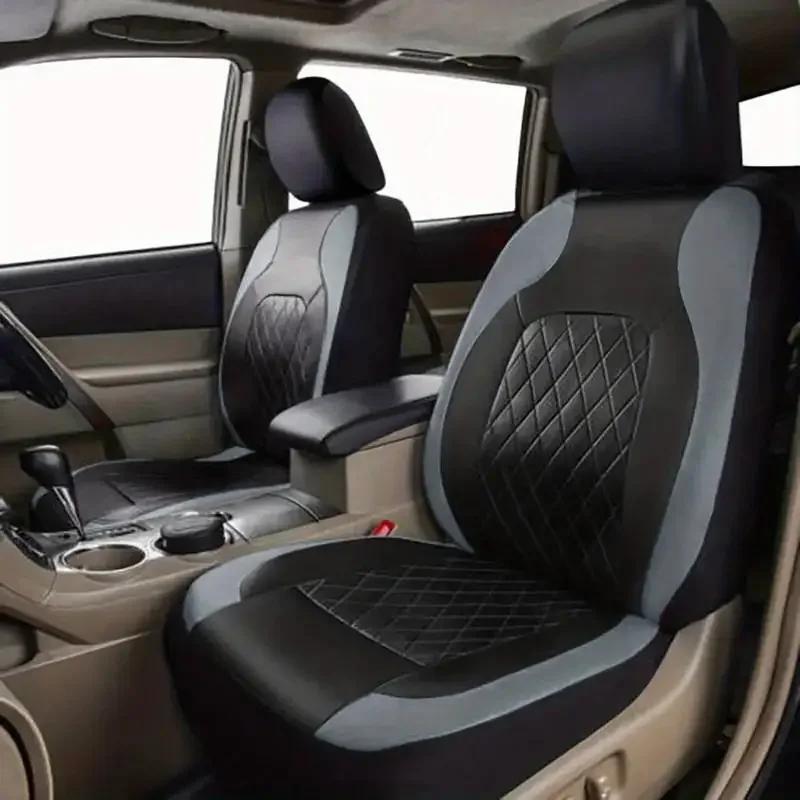 Hot Selling High-end Pu Car Interior with 5/2Pcs Quilted Leather Thread Pressing Seat Covers Airbag Compatible Breathables Tools