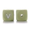 10Pcs 12mm Sage Silicone Alphabet Letter Beads 26 English Letter Baby Name Beads Teething Pacifier Chain Silicone Baby Teether
