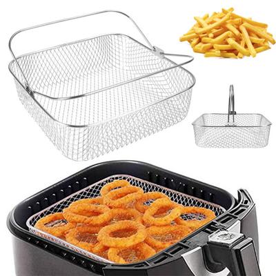 Square Air Fryer Basket for COSORI 5.8QT/for Instant Vortex 6QT Stainless Steel Replacement Basket with Handle Dishwasher Safe Cooking Rack for Even