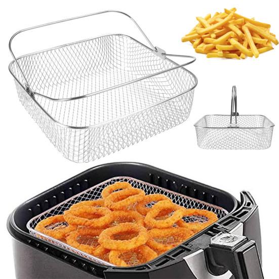 Čtvercový koš do fritézy pro COSORI 5.8QT/for Instant Vortex 6QT z nerezové oceli s rukojetí, vhodný do myčky nádobí, rošt na vaření pro rovnoměrné...