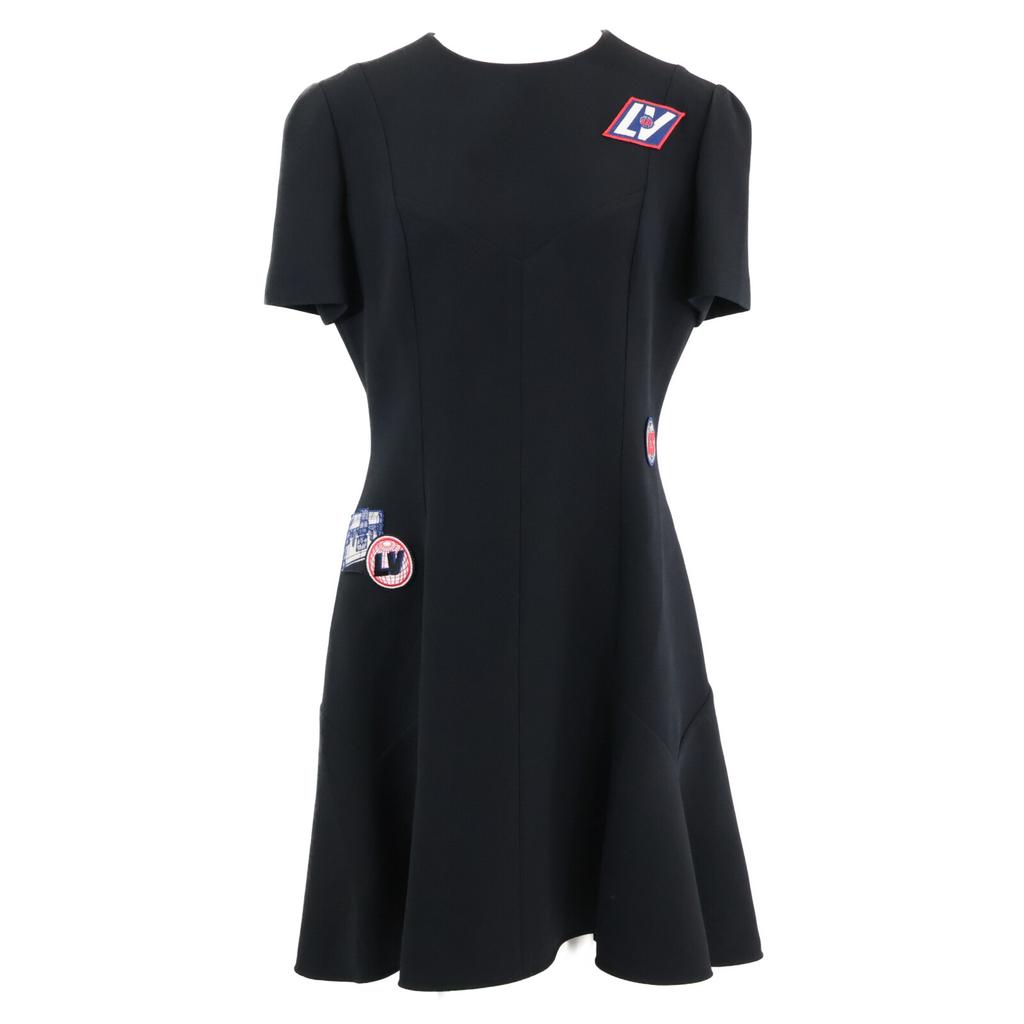 Louis Vuitton Domestically Published RW201A QRL Wool Silk Patch Skater Dress Dress 40 blackUsed