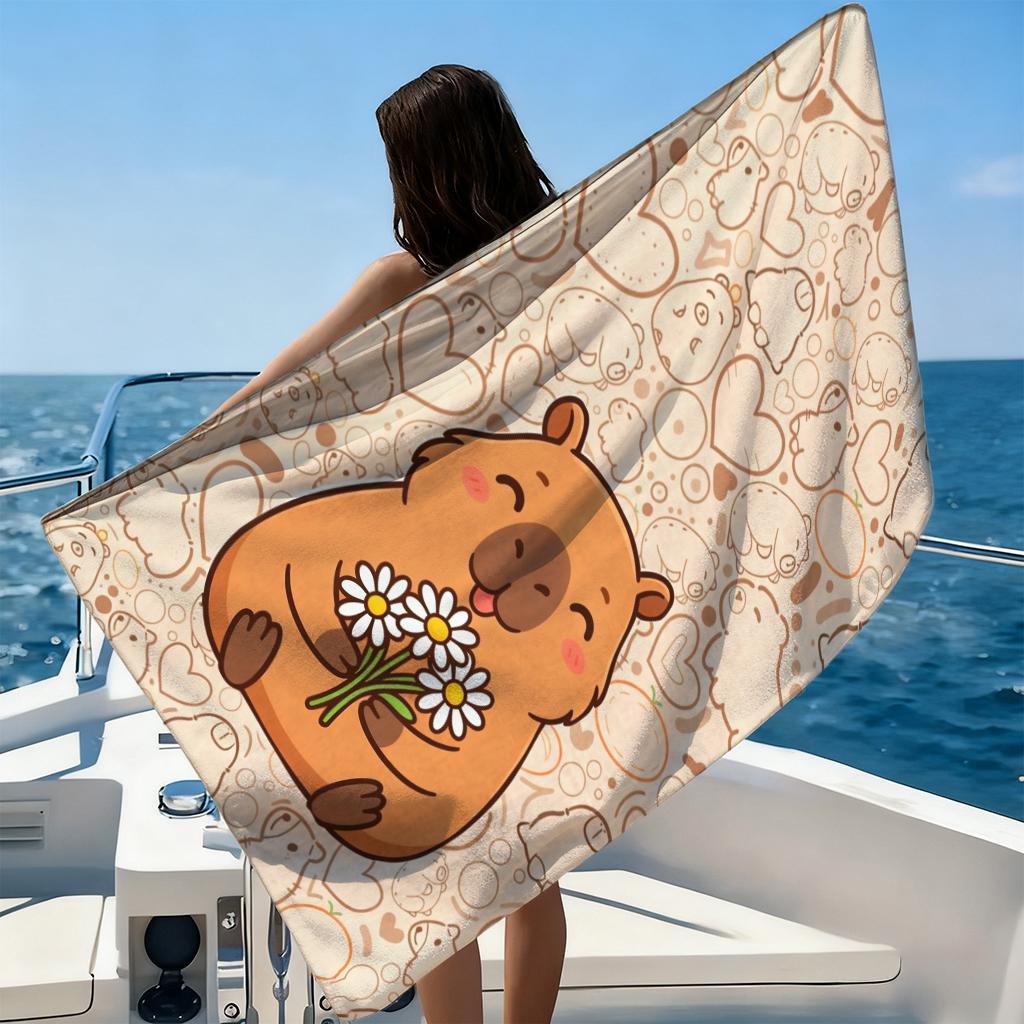 Capybara Cartoon Beach Towel Quick-Drying Small To LargeTowel For Beach Pool Sport Yoga Gym Home Towel Gift for Friend Sand Free