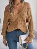 2025 Autumn/Winter Off-the-Shoulder Cable Knit Lantern Sleeve Sweater for Women