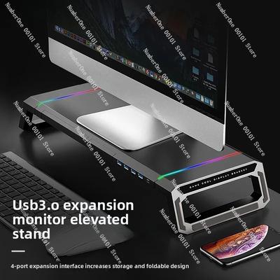 Computer Monitor Stand Riser Adjustable Folding Desktop Bracket Storage Base Multi Functional Organizer for Home Office Use