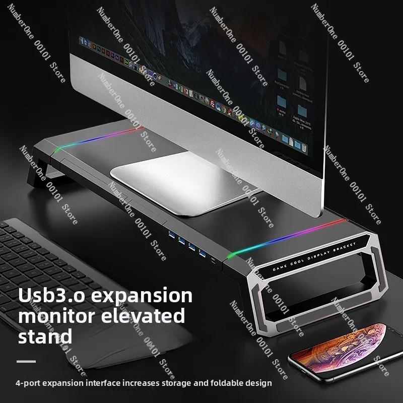 Computer Monitor Stand Riser Adjustable Folding Desktop Bracket Storage Base Multi Functional Organizer for Home Office Use