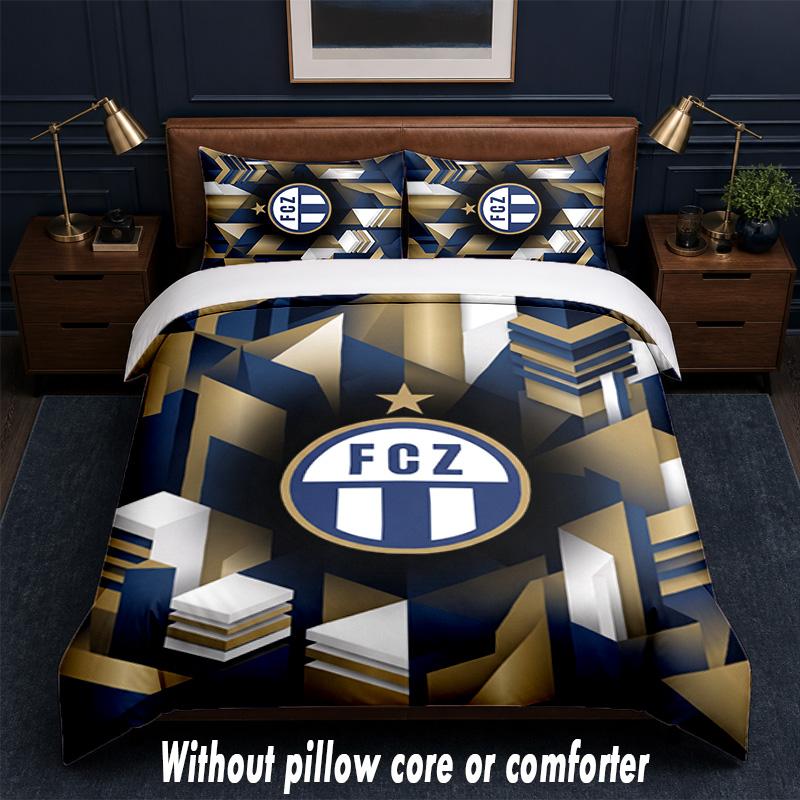 FC Zürich Design Bed Bedding Set 1 Duvet Cover + 2 Pillowcases Soft Breathable Household Bed Linens
