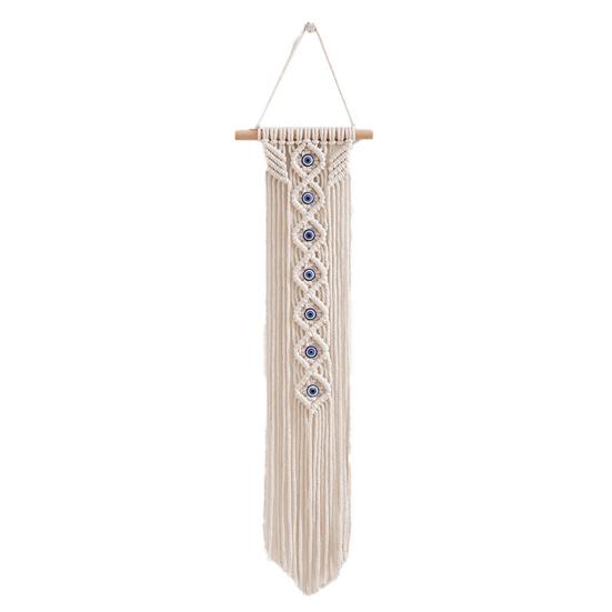 Yousheng Boho Evil Eye Tapestry, Cotton Rope Braided Tapestry, Wall Hanging Turkish Blue Eye Tapestry for Living Room Bedroom Nursery Home