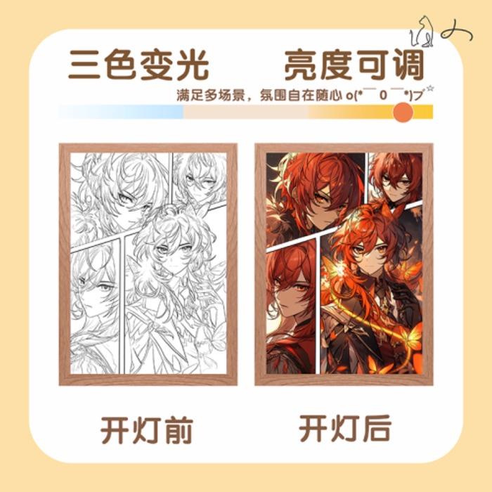 Light Painting Genshin Impact Figure Ganyu Hutao Yoimiya Night Lamp