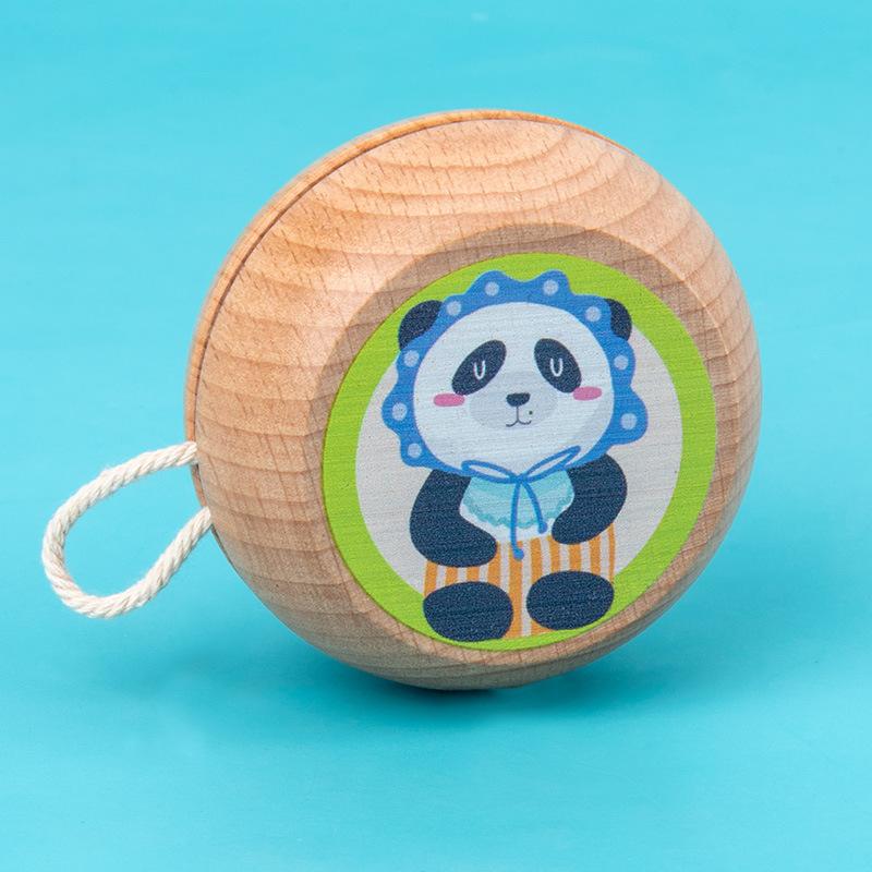 Wooden Yo-yo Cartoon Animal Puzzle Yo-yo Boy Girl Pull Rope Classic Nostalgic Toy