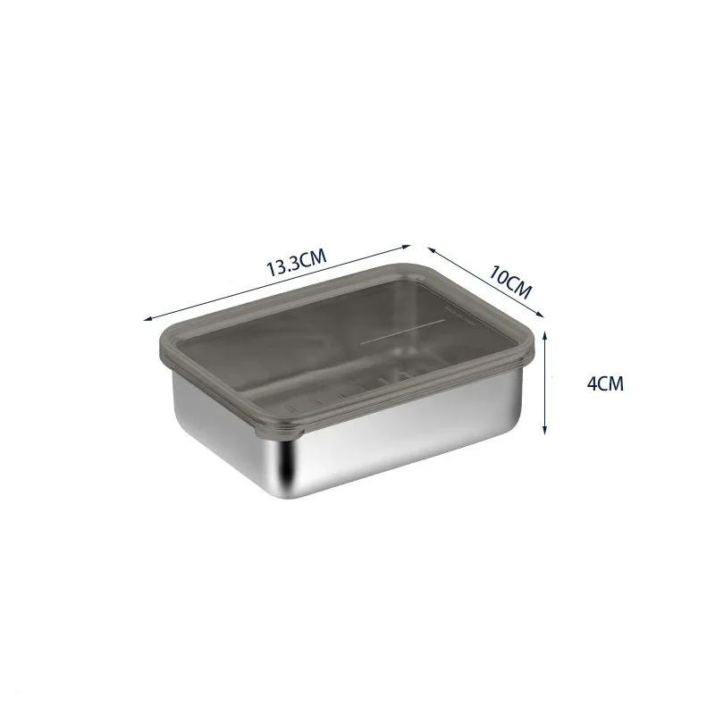 Stainless Steel Fresh-keeping Box with Sealed Lid Refrigerator Frozen Food Storage Box Vegetables Fruit Dish Kitchen Organizers