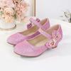 New Luxury Girl Shoes Sweet Sequins Kids Leather Shoe for Princess Wedding Party Fashion Elegant Versatile Children High Heels
