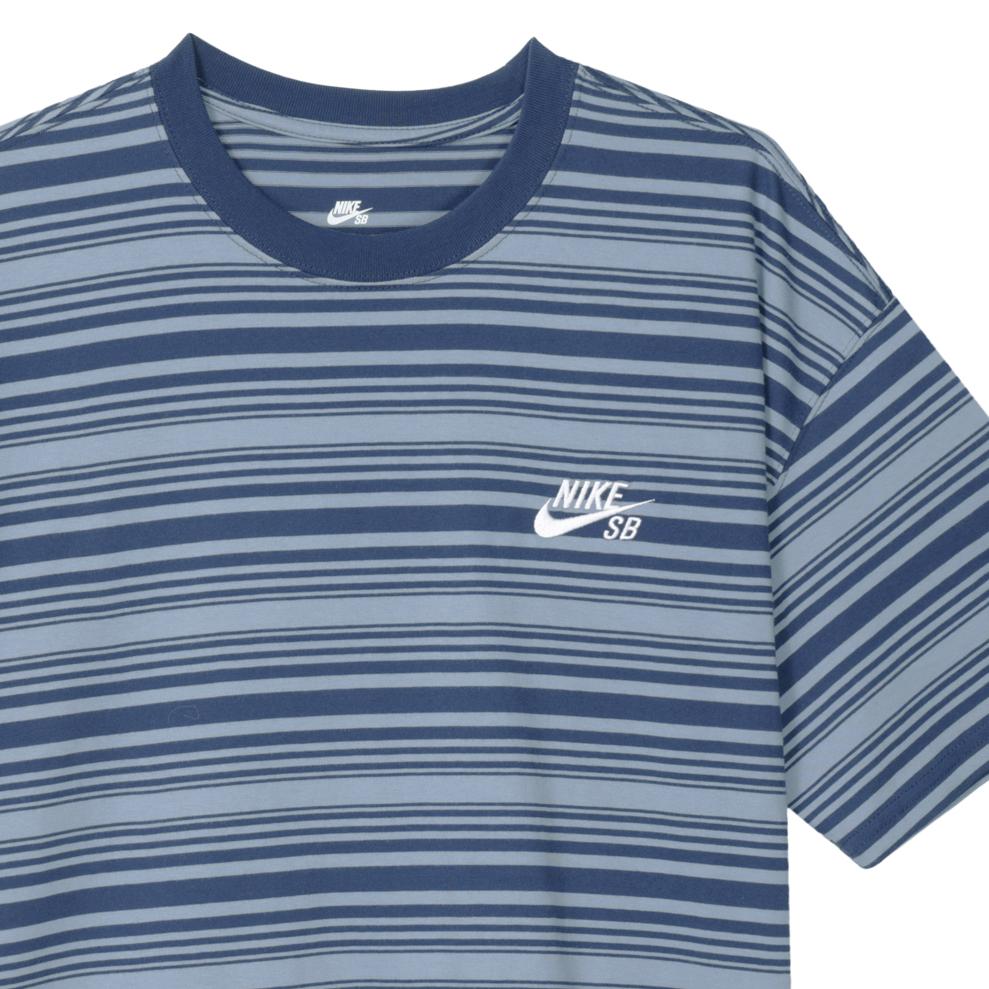 Nike Sb All Over Print Striped Crew Neck Loose Short Sleeve T-Shirt Men Tops Slate-Blue FQ3712-493